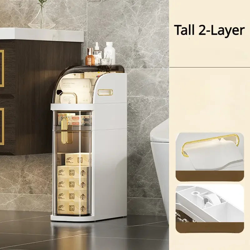 Compact Bathroom Storage Cart on Wheels