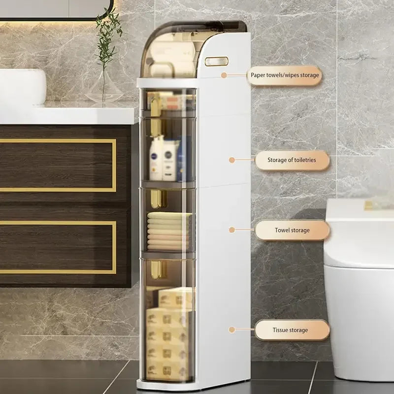 Compact Bathroom Storage Cart on Wheels