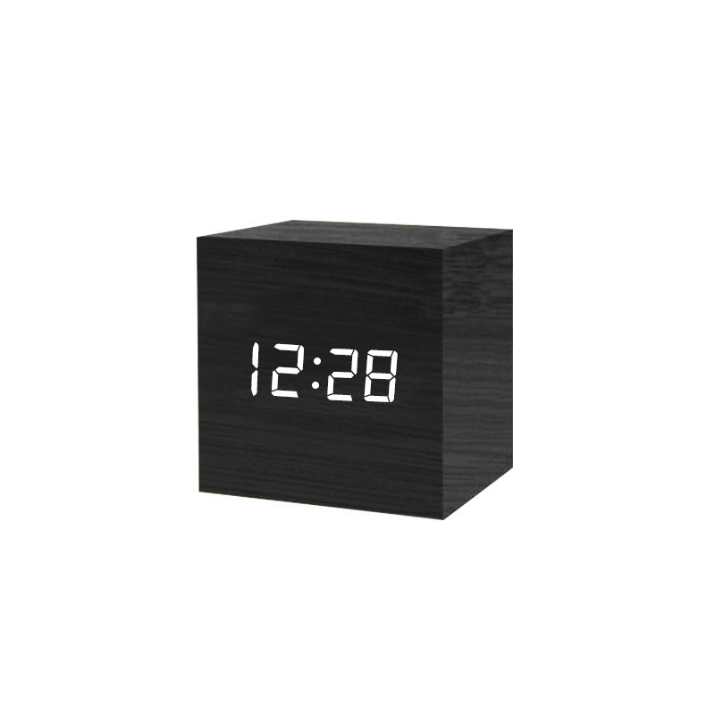 Smart Wood LED Digital Alarm Clock with Sound Control