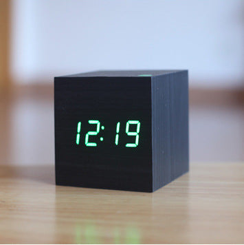 Smart Wood LED Digital Alarm Clock with Sound Control