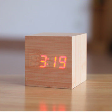 Smart Wood LED Digital Alarm Clock with Sound Control