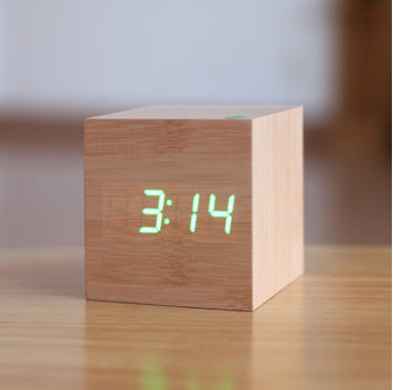 Smart Wood LED Digital Alarm Clock with Sound Control
