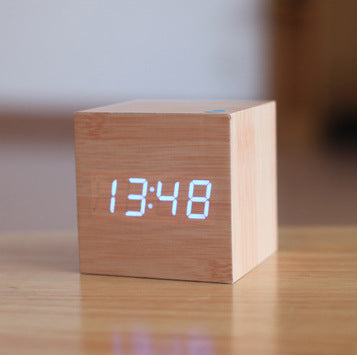 Smart Wood LED Digital Alarm Clock with Sound Control