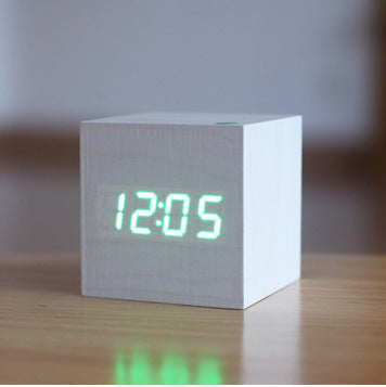 Smart Wood LED Digital Alarm Clock with Sound Control
