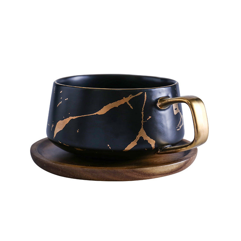 Elegant Gold Ceramic Coffee Mug Set
