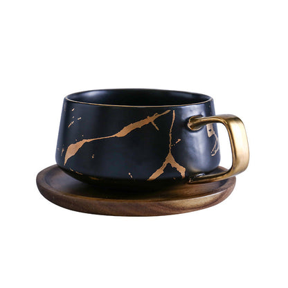 Elegant Gold Ceramic Coffee Mug Set