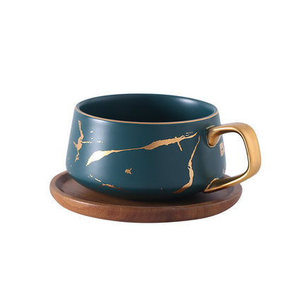 Elegant Gold Ceramic Coffee Mug Set