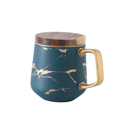 Elegant Gold Ceramic Coffee Mug Set