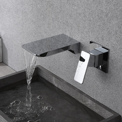 Modern Copper Waterfall Faucet Black Sink Basin Mixer Tap