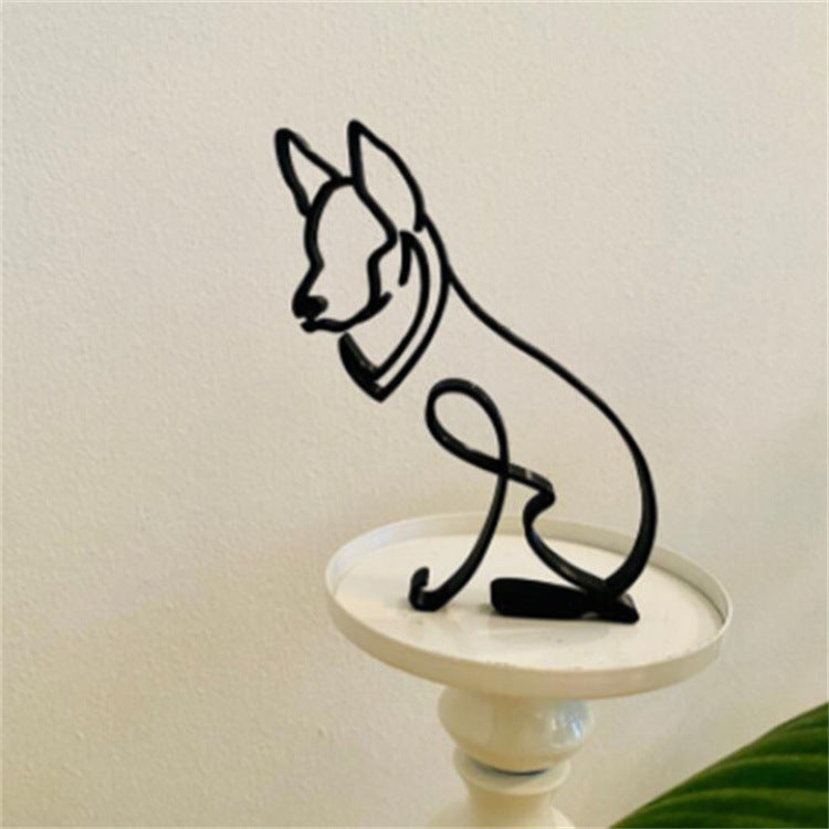 Modern Pet Metal Decor Figurine Statue Home Accent