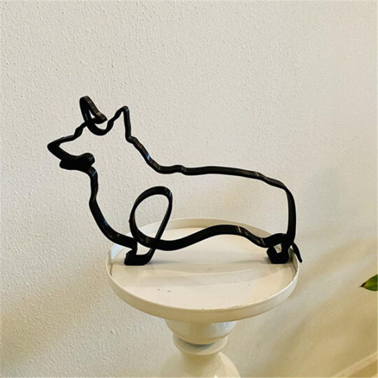 Modern Pet Metal Decor Figurine Statue Home Accent