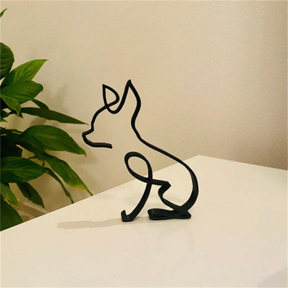 Modern Pet Metal Decor Figurine Statue Home Accent