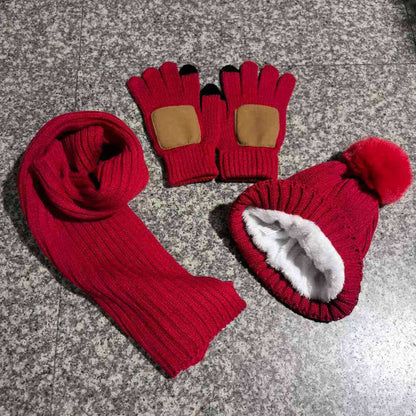 Warm Winter Hat Scarf Gloves Set for Men Women