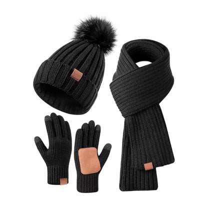 Warm Winter Hat Scarf Gloves Set for Men Women