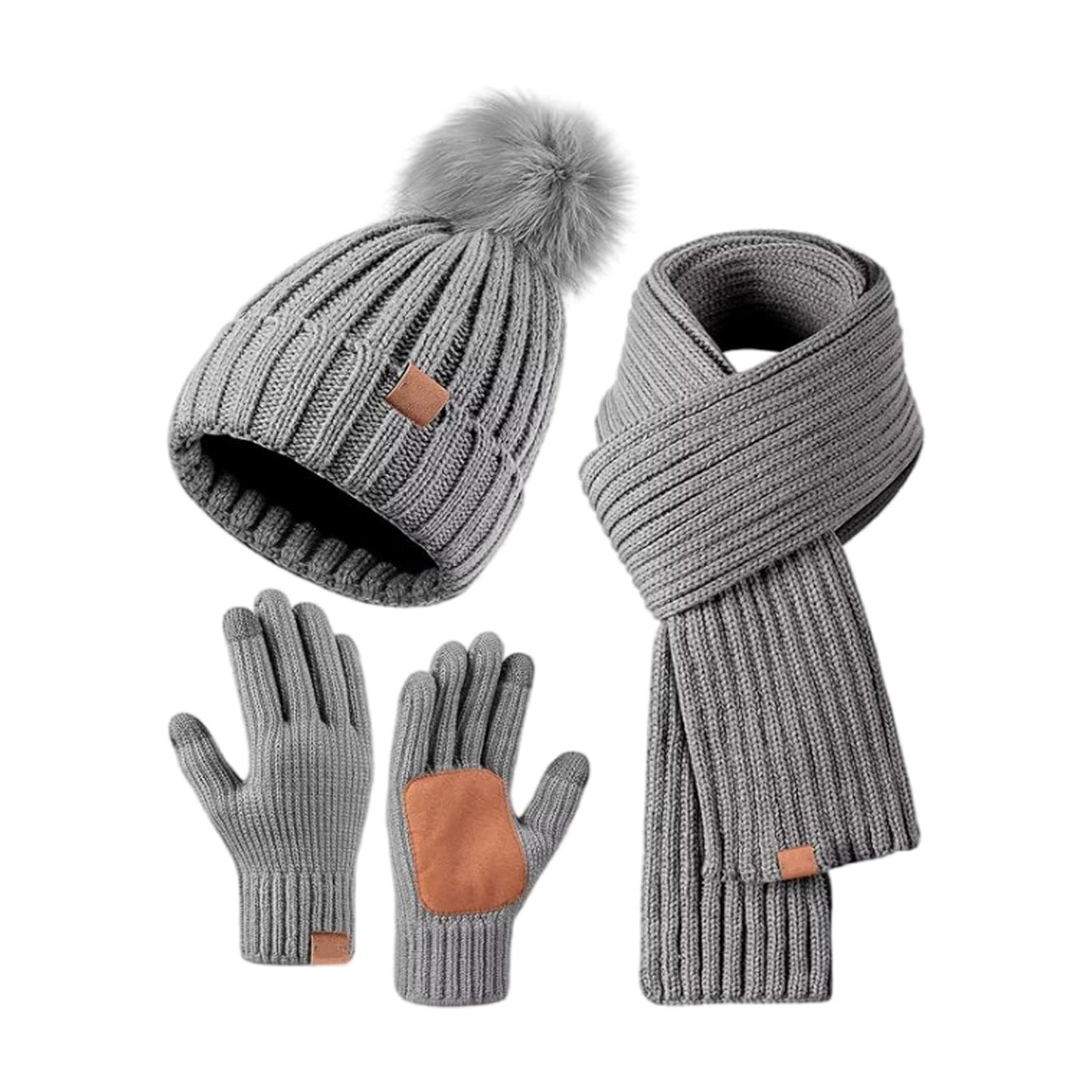 Warm Winter Hat Scarf Gloves Set for Men Women