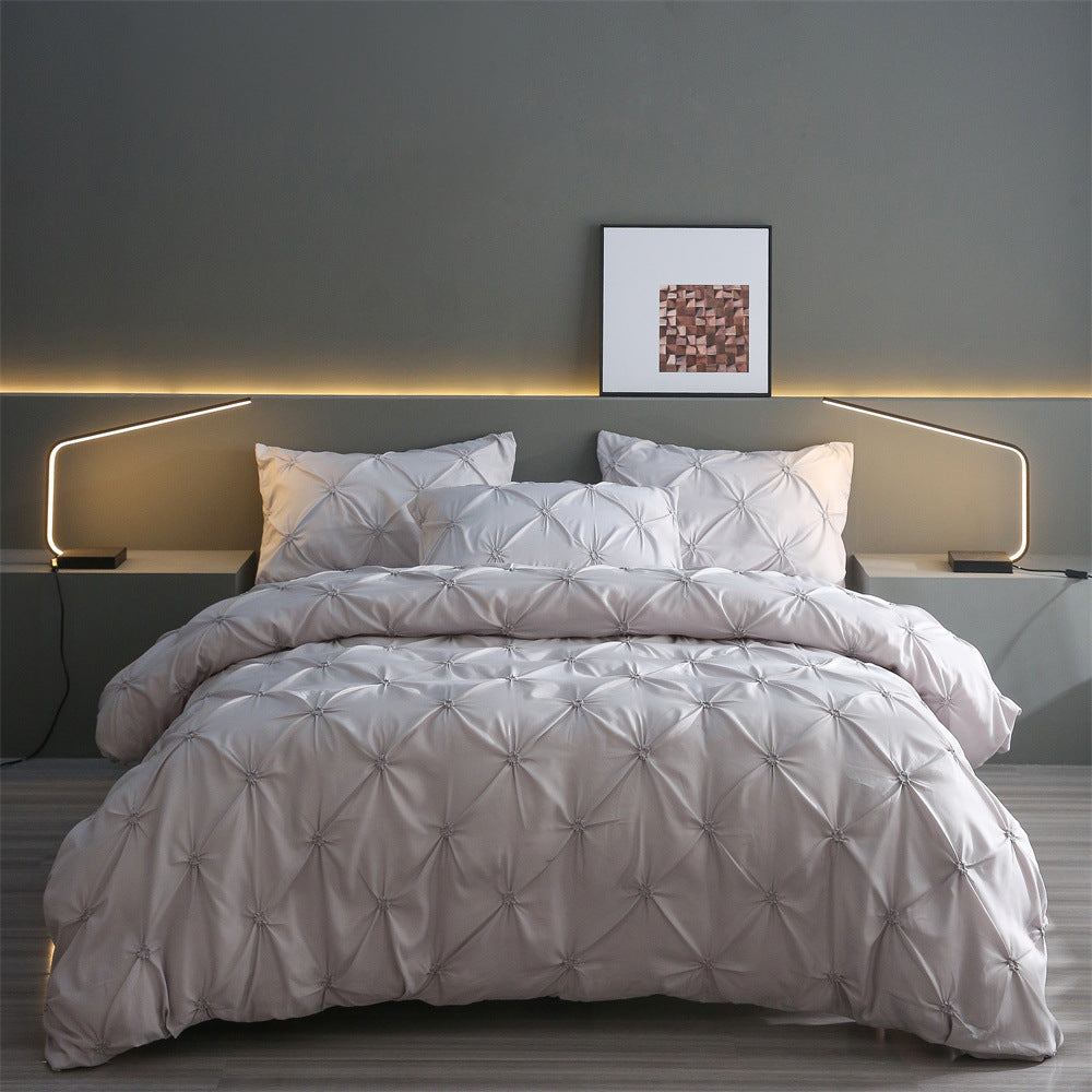 Decorative Stitched 3-Piece Bedding Set with Pillowcase