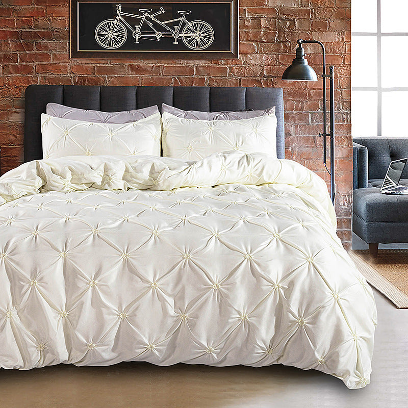 Decorative Stitched 3-Piece Bedding Set with Pillowcase