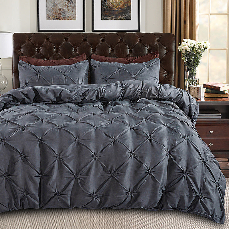 Decorative Stitched 3-Piece Bedding Set with Pillowcase