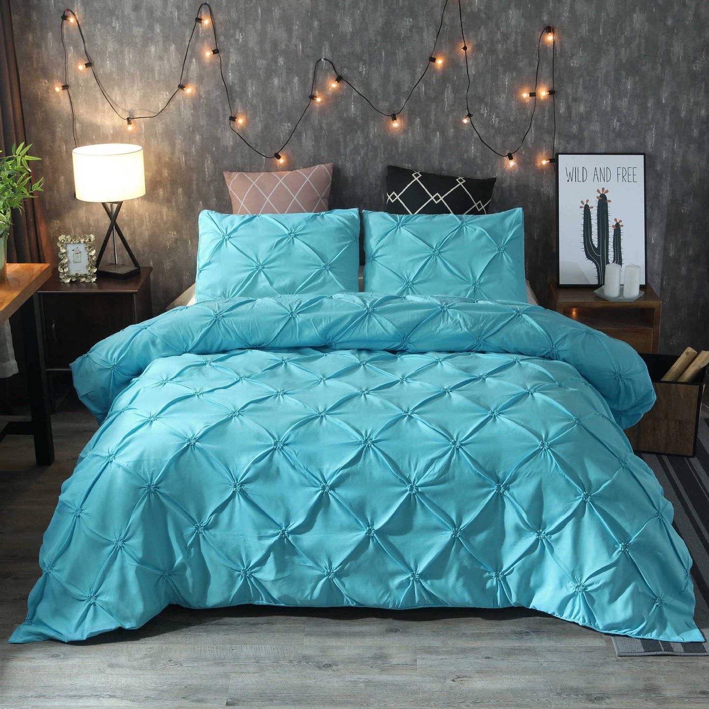 Decorative Stitched 3-Piece Bedding Set with Pillowcase