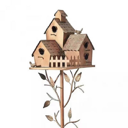 Rustic Metal Birdhouse Garden Decor