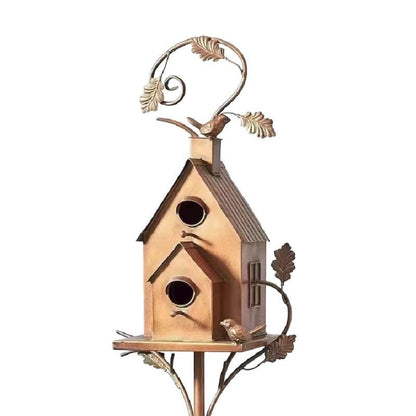 Rustic Metal Birdhouse Garden Decor