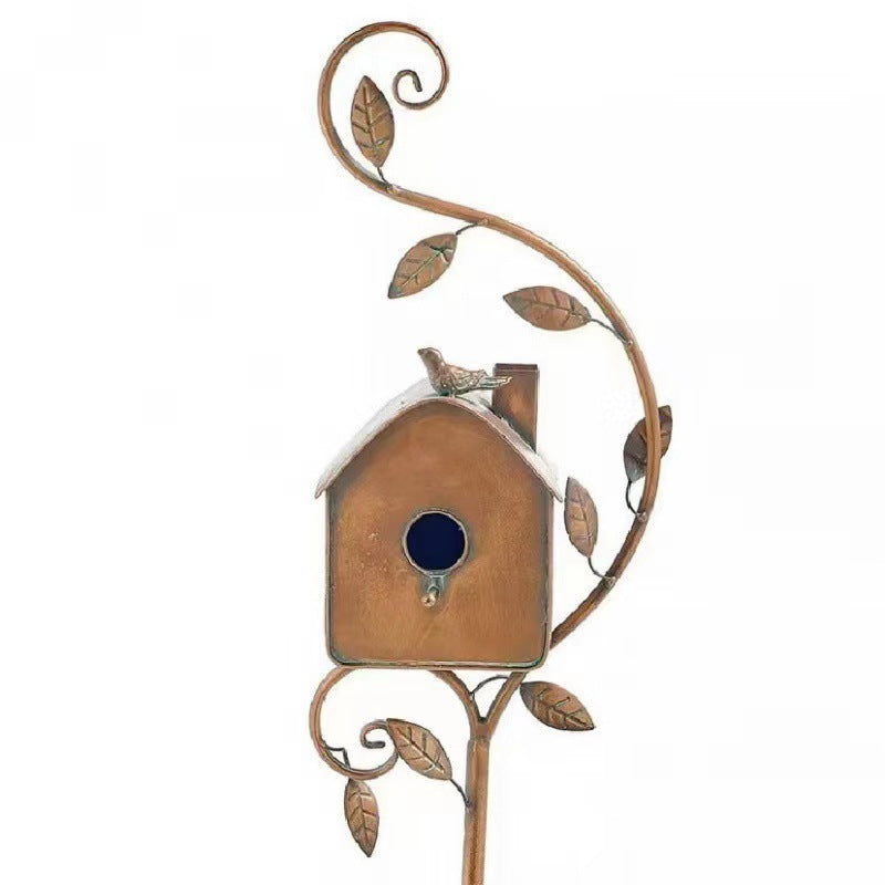 Rustic Metal Birdhouse Garden Decor