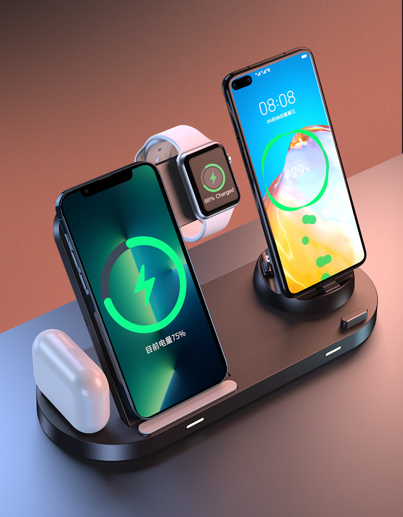 Compact 6-in-1 Fast Wireless Charging Station