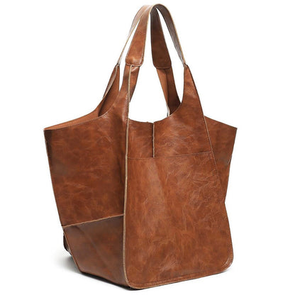 Chic Women's Large Leather Tote Shoulder Handbag