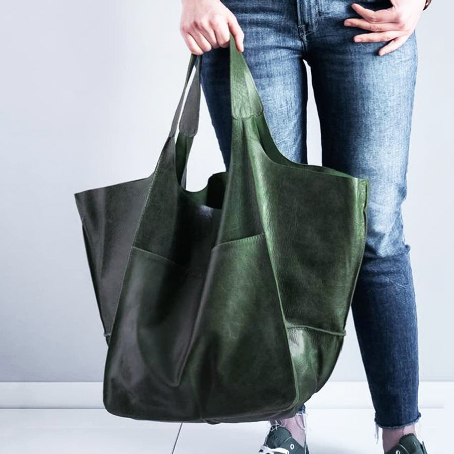 Chic Women's Large Leather Tote Shoulder Handbag