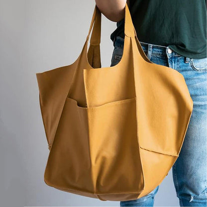Chic Women's Large Leather Tote Shoulder Handbag