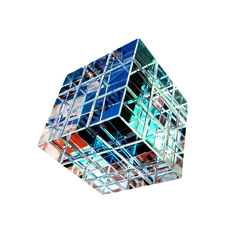 Sparkling Crystal Glass Sun Catcher Cube Ornament - Befez