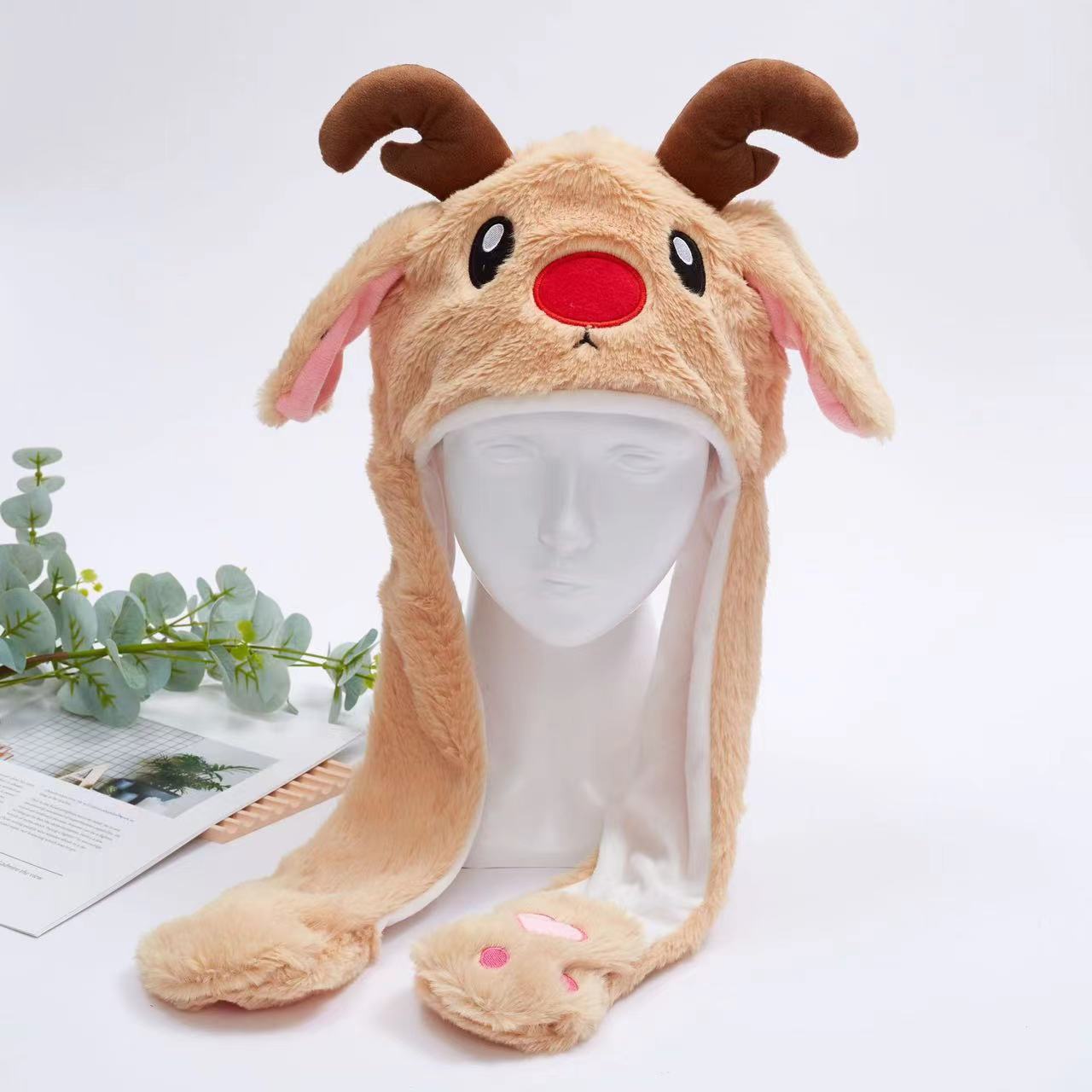 Soft Fuzzy Winter Hat with Adjustable Ears