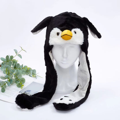 Soft Fuzzy Winter Hat with Adjustable Ears