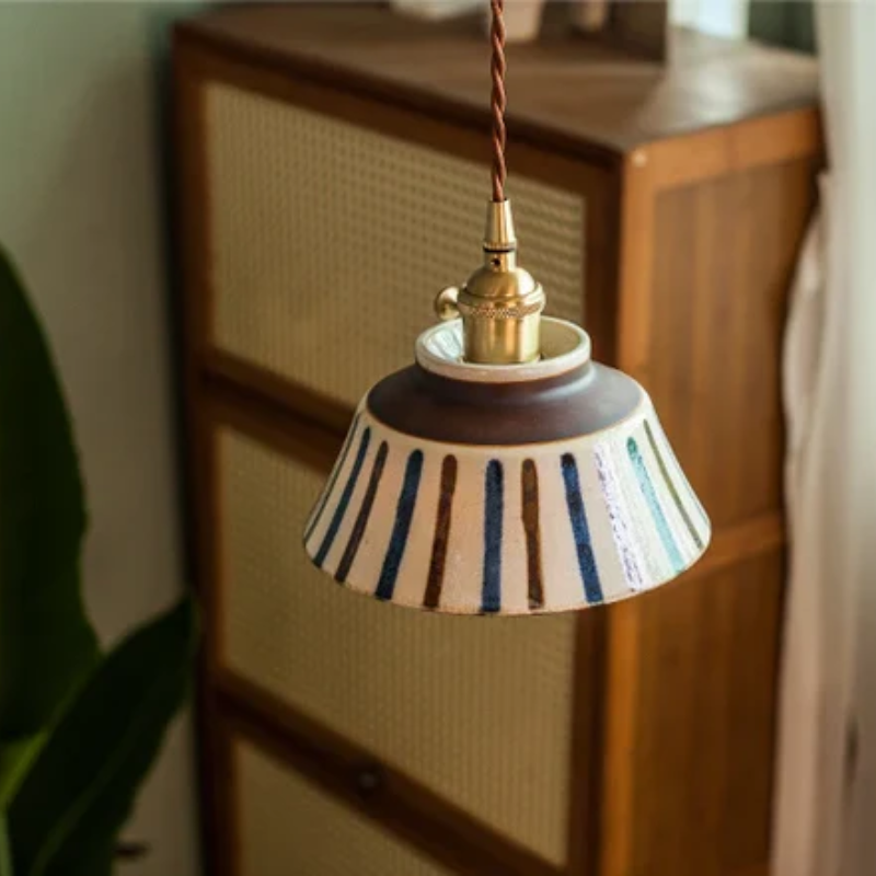 Vintage Asian Ceramic Pendant Lamp