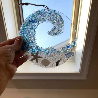 Coastal Wave Glass Hanging Ornament