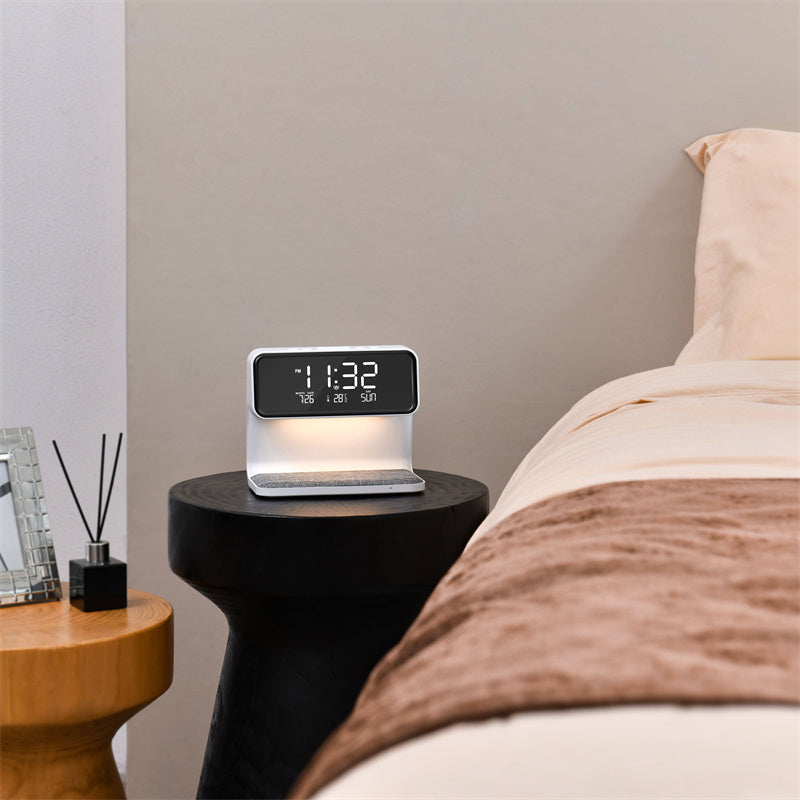 Smart Bedside Lamp with Wireless Charging and Alarm Clock