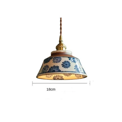Vintage Asian Ceramic Pendant Lamp
