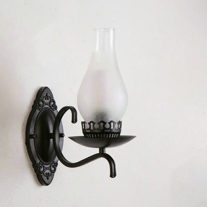 Rustic Metal Wall Lamp with Glass Shade in Warm Copper - Befez