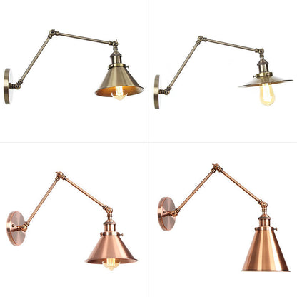 Adjustable Metal Wall Lamp with Copper Cone Shade