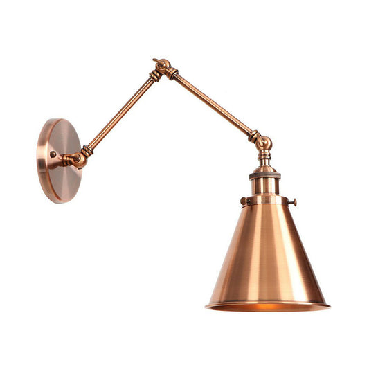 Adjustable Metal Wall Lamp with Copper Cone Shade - Befez