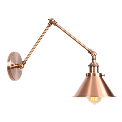 Adjustable Metal Wall Lamp with Copper Cone Shade