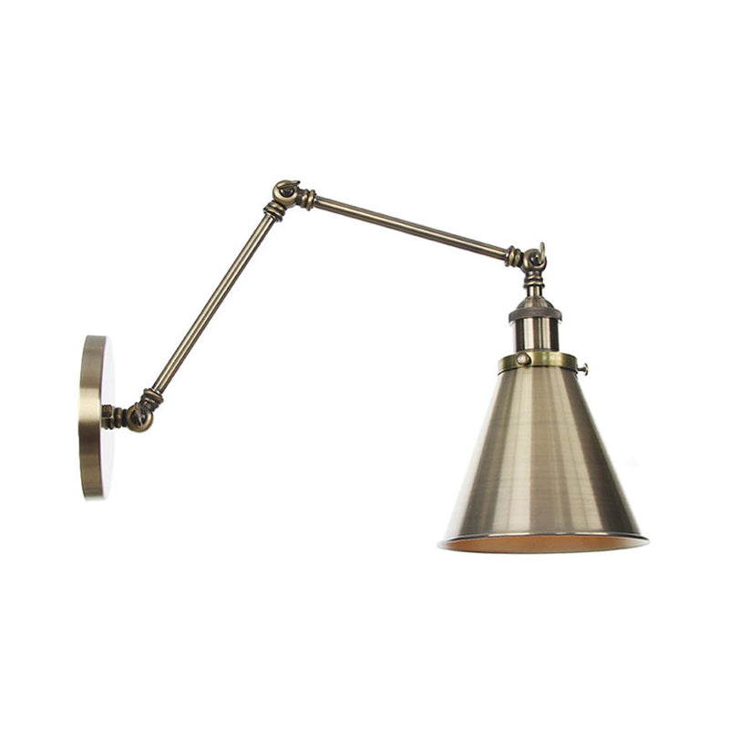 Adjustable Metal Wall Lamp with Copper Cone Shade