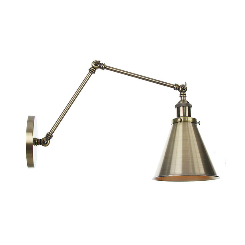 Adjustable Metal Wall Lamp with Copper Cone Shade