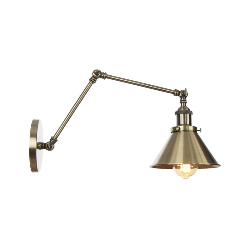Adjustable Metal Wall Lamp with Copper Cone Shade