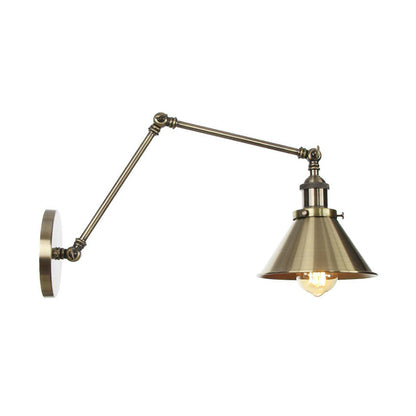 Adjustable Metal Wall Lamp with Copper Cone Shade