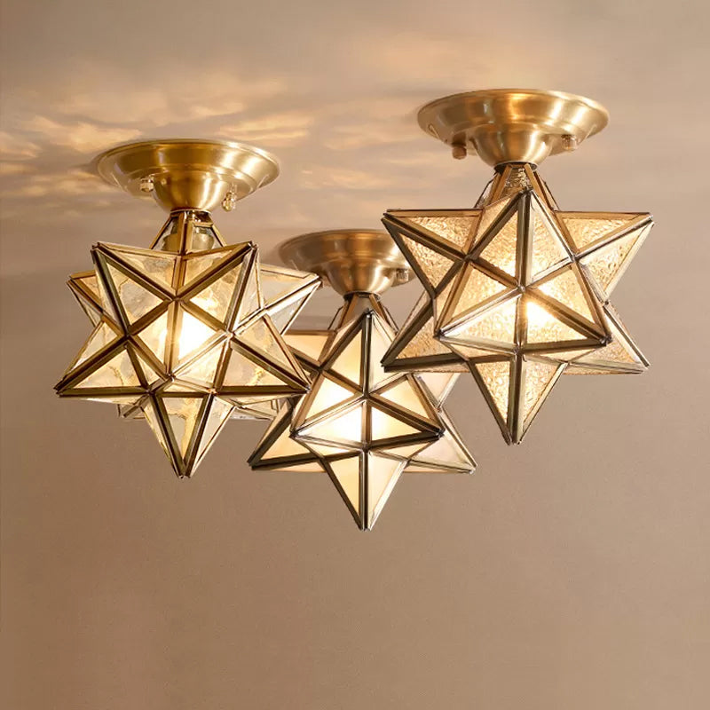 Classic Brass Glass Ceiling Lamp - Befez
