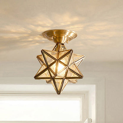 Classic Brass Glass Ceiling Lamp
