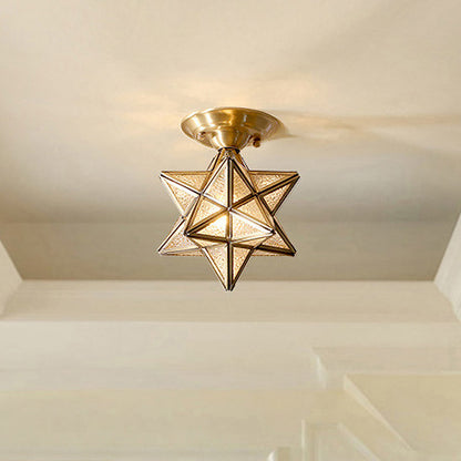 Classic Brass Glass Ceiling Lamp