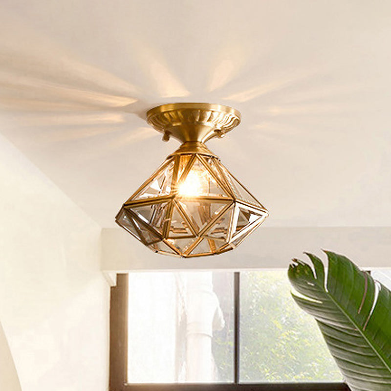 Classic Brass Glass Ceiling Lamp