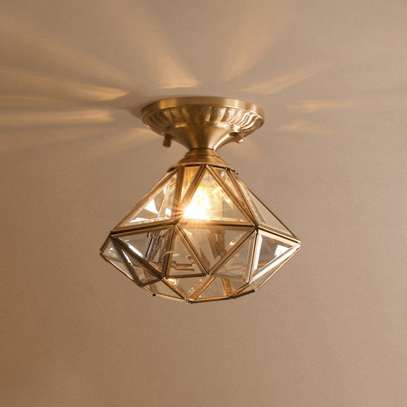 Classic Brass Glass Ceiling Lamp